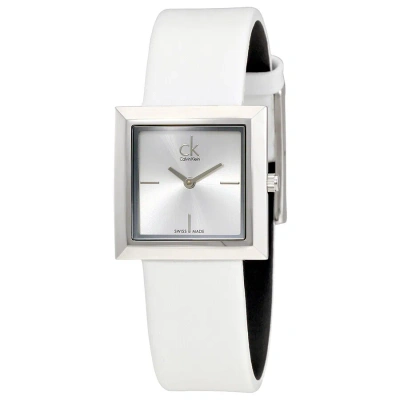Calvin Klein Mark Silver Dial White Leather Ladies Watch K3r231l6