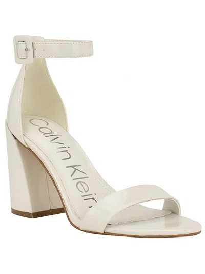 Calvin Klein Marle Womens Ankle Strap Open Toe Block Heel In Milk