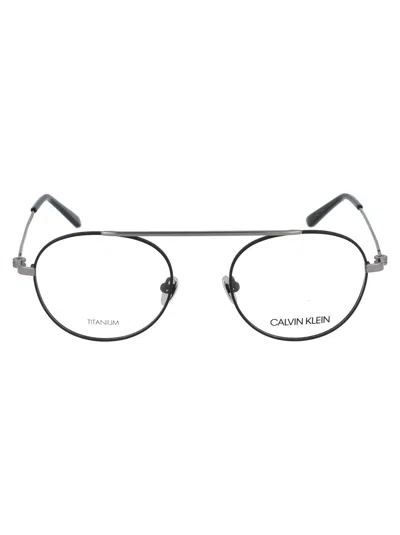 Calvin Klein Matte Hunter Metal Optical Glasses In Gray