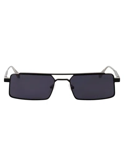Calvin Klein Matte Black Metal Sunglasses In Pattern