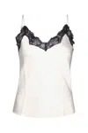 Calvin Klein Satin Cami With Lace Trim And Spaghetti Straps In White