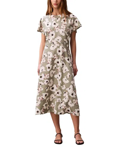 Calvin Klein Matte Satin Midi Dress In Multi