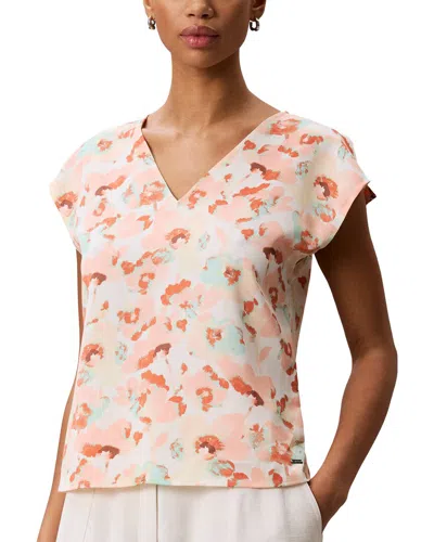 Calvin Klein Matte Satin Top In Animal Print