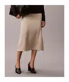 Calvin Klein Matte Shine Satin Midi Skirt In Neutral