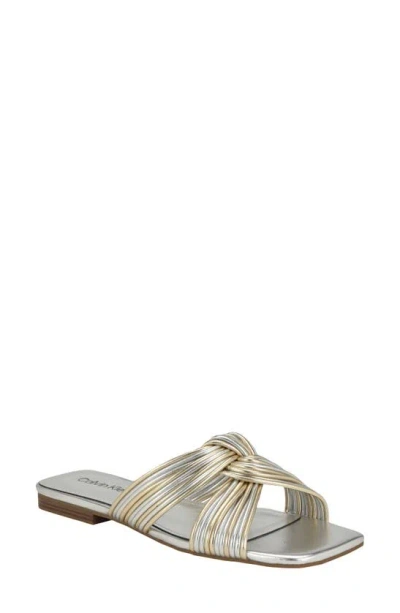 Calvin Klein Mavin Slide Sandal In Silver