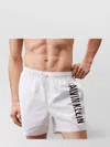 Calvin Klein Medium Drawstring Swim Shorts Featuring Pockets In White