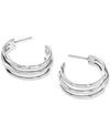 Calvin Klein Medium Wavy Triple-row C-hoop Earrings, 1.04" In Silver