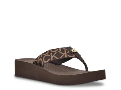 Calvin Klein Meena Wedge Sandal In Dark Brown