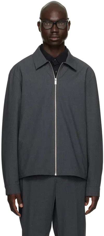 Calvin Klein Melange 40qm519 Shirt Jacket Mens Gray Long Sleeve Full Zip Klss112 In Grey