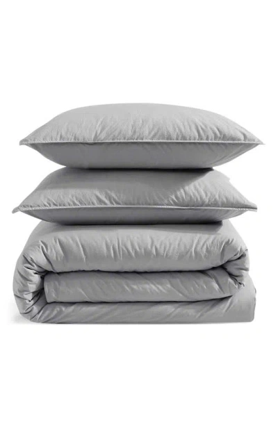 Calvin Klein Modern Collection Jersey 3 Piece Duvet Cover Set, Queen In Grey/blue