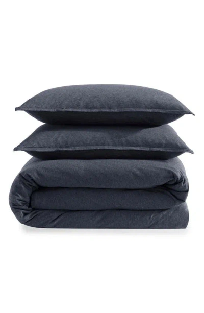 Calvin Klein Modern Collection Jersey 3 Piece Duvet Cover Set, Queen In Dark Grey