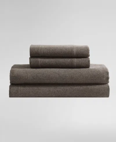 Calvin Klein Melange Cotton Flannel 4 Piece Sheet Set, King In Chocolate