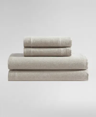 CALVIN KLEIN MELANGE COTTON FLANNEL 4 PIECE SHEET SET, QUEEN