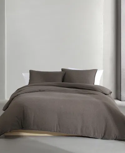 Calvin Klein Melange Flannel 3-pc. Comforter Set, Queen In Chocolate