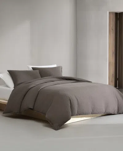 Calvin Klein Melange Flannel 3-pc. Duvet Cover Set, King In Chocolate