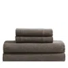Calvin Klein Melange Cotton Flannel 4 Piece Sheet Set, Queen In Chocolate