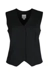 Calvin Klein Flannel Blazer Tailored Fit Sleeveless V-neckline In Black