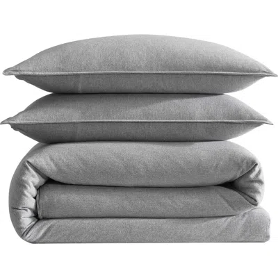 Calvin Klein Mélange Flannel Comforter & Sham Set In Silver Grey