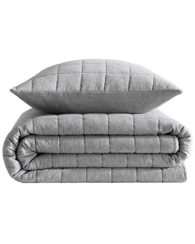 Calvin Klein Melange Flannel Cotton Sham In Gray