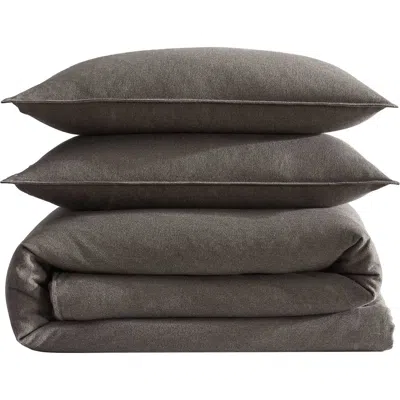 Calvin Klein Mélange Flannel Duvet Cover & Sham Set In Chocolate