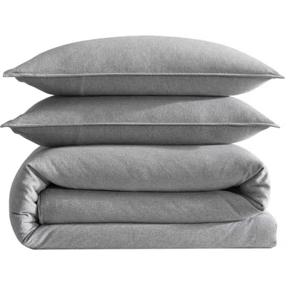 Calvin Klein Mélange Flannel Duvet Cover & Sham Set In Silver Grey