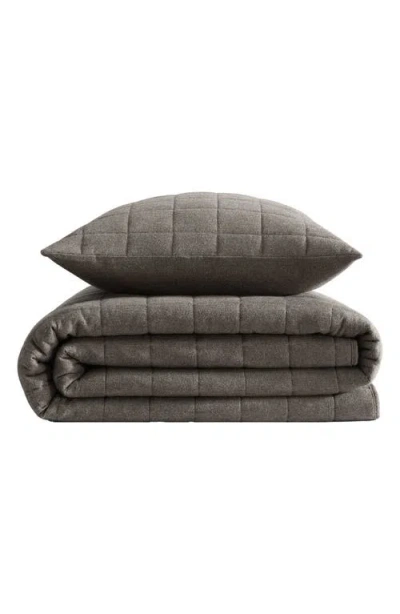 Calvin Klein Mélange Flannel Quilt In Chocolate