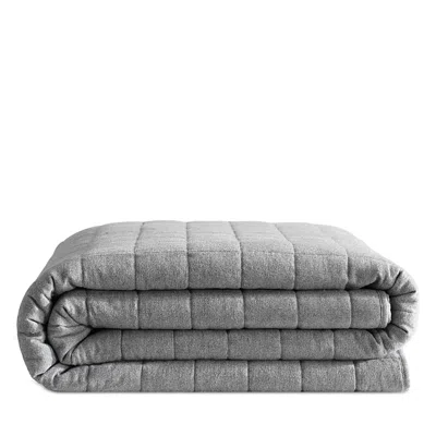 Calvin Klein Melange Flannel Quilt, Queen In Silver Grey