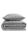 Calvin Klein Mélange Flannel Quilt In Silver Grey