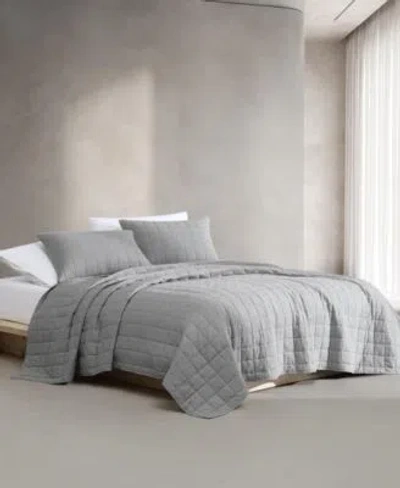 Calvin Klein Melange Flannel Quilts In Gray