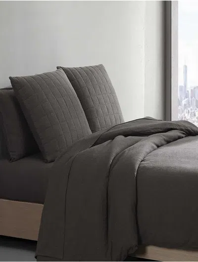 Calvin Klein Melange Flannel Sham Set In Gray