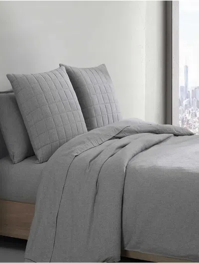 Calvin Klein Melange Flannel Sham Set In Gray