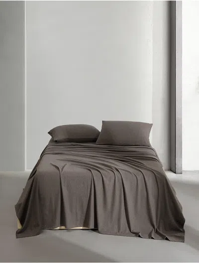 Calvin Klein Melange Flannel Sheet Set In Gray