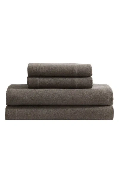 Calvin Klein Mélange Flannel Sheet Set In Chocolate
