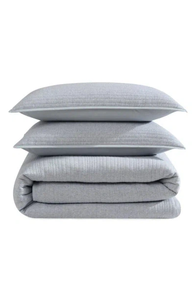 Calvin Klein Modern Ribbed Jersey 3 Piece Duvet Cover Set, King In Grey/blue