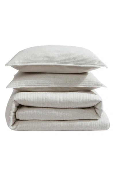 Calvin Klein Mélange Quilted Jersey Duvet Cover & Shams Set In White