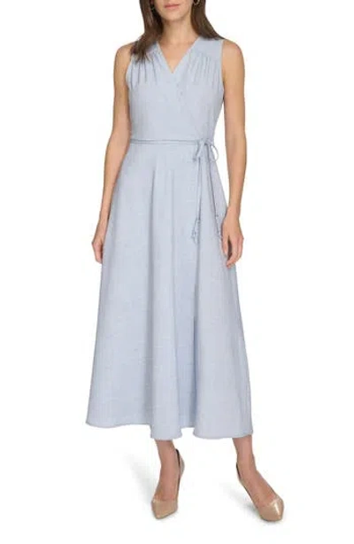 Calvin Klein Mélange Sleeveless Wrap Maxi Dress In Bayou Cream
