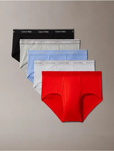 Calvin Klein Men's Cotton Classics 5-pack Brief In Black/ Glacier/ Grey Heather/ Molten/ Micro Chip