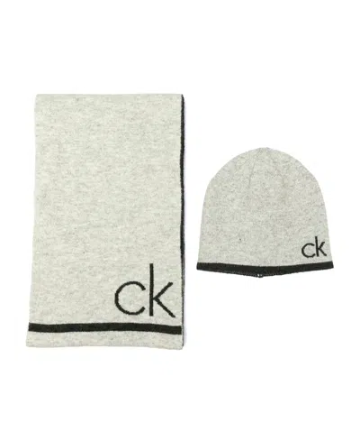 Calvin Klein Men's 2-piece Fuzzy Scarf And Hat Set In Neutral