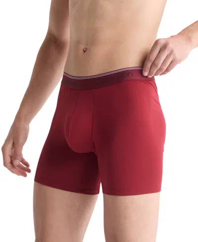 Calvin Klein Microfiber Stretch Wicking Boxer Briefs, Pack Of 3 In Black/syrah/cocoon