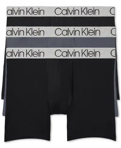 Calvin Klein Men's 3-pack Chromatic Microfiber Boxer Brief Underwear In Black,turbulance,black