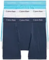 Calvin Klein Cotton Stretch Moisture Wicking Boxer Briefs, Pack Of 3 In White,spellbound,blue Atoll