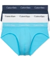 Calvin Klein Cotton Stretch Moisture Wicking Hip Briefs, Pack Of 3 In White,spellbound,blue Atoll
