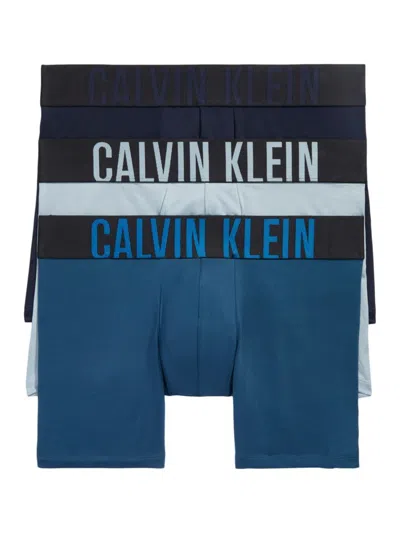 Calvin Klein Men's 3-pack Logo Stretch Boxer Brief Set In Shoreline Poseiden Arona