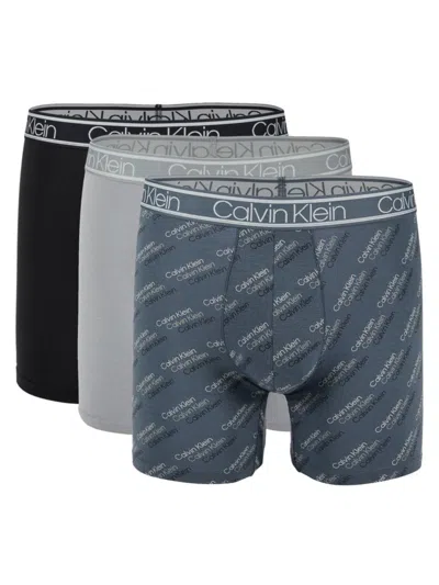 Calvin Klein Men's 3-pack Logo Supima Cotton Blend Boxer Briefs In Black