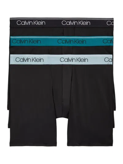 Calvin Klein Microfiber Stretch Wicking Boxer Briefs, Pack Of 3 In N2l Black