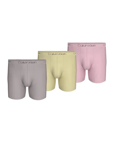 Calvin Klein Men's 3-pack Micro Stretch Boxer Briefs In Grey/yellow/buff Pink In Multi