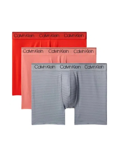 Calvin Klein Men's 3-pack Micro Stretch Boxer Briefs In Molten/sleet/crabapple In Multi
