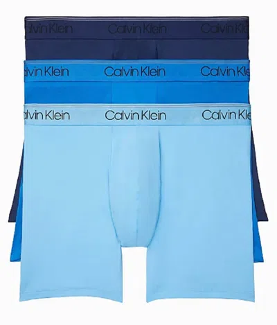 Calvin Klein Men's 3-pack Micro Stretch Boxer Briefs In Navy/artesianblue/blue Paradise In Multi