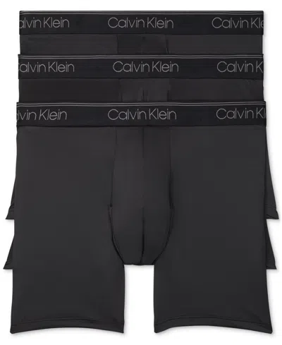 Calvin Klein Men's 3-pack Microfiber Stretch Boxer Briefs Underwear In Black