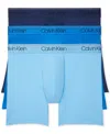 Calvin Klein 3-pack Low Rise Microfiber Stretch Boxer Briefs In Navy,artesian,paradise